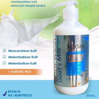 Roysme Body Wash Goats Milk 500ml | Sabun Mandi Cair | Sabun Cair Susu Kambing Plus Almond | Roysme 