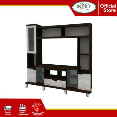 Meja Rak TV Cabinet Partisi Besar 22 SL 221 Black Berry Marble White Solid