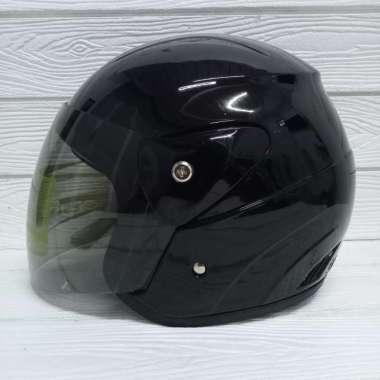 HELM EVOLUTION POLOS BLACK DOFF HALF FACE MODEL GM EVO BLACK GLOSSY