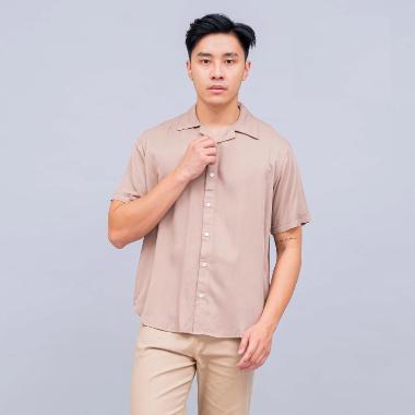 Houseofcuff Kemeja Bowling Lengan Pendek Rayon Shirt Krem S