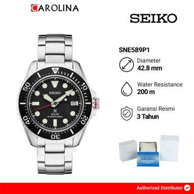 Jam Tangan Pria SEIKO Prospex SNE589P1 Solar Divers 200M Black Dial Stainless Steel Strap