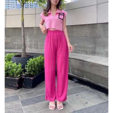KULOT RAJUT HIGHWAIST / CELANA KULOT RAJUT TEBAL / BAWAHAN WANITA HIGHWAIST RAJUT FUSCHIA