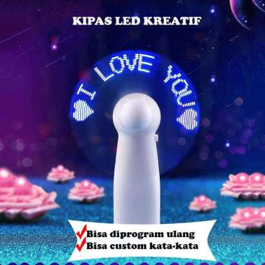 Kipas LED Kreatif Custom Request Tulisan Kata I Love You Merah