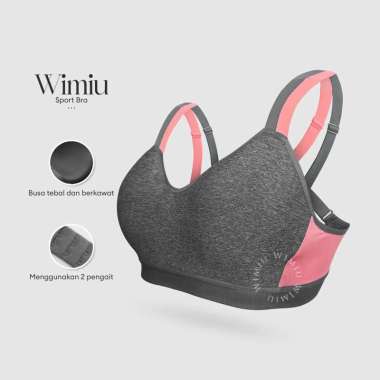 Wimiu BH Sport Bra Sport Bra Sport Premium Bra BH Olahraga Busa Kawat Gym Bra Decathlon 100113 Grey 