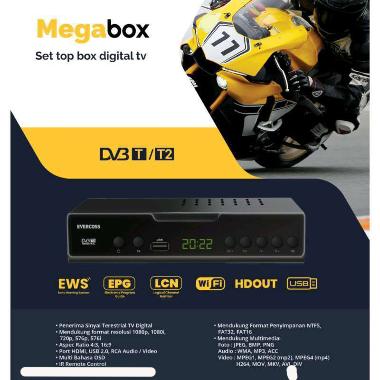 EVERCOSS SET TOP BOX STB MEGABOX MEGA BOX GARANSI RESMI black