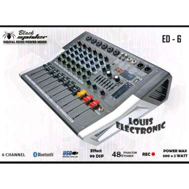 Power Mixer Black Spider ED6 ED 6 ED-6 6 Channel Bluetooth ORIGINAL