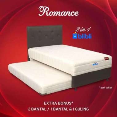 Romance 2 in 1 Set Spring Bed With Headboard Abel - Hitam (Free Bantal + Guling) 120 x 200