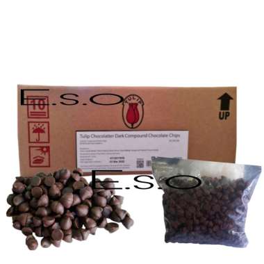 coklat chips tulip 100gr repak - tulip dark choco chips kerucut