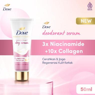 Dove Deodorant Dry Serum 3% Niacinamide & 10x Collagen, Cerahkan dan Jaga Regenerasi Kulit Ketiak 50