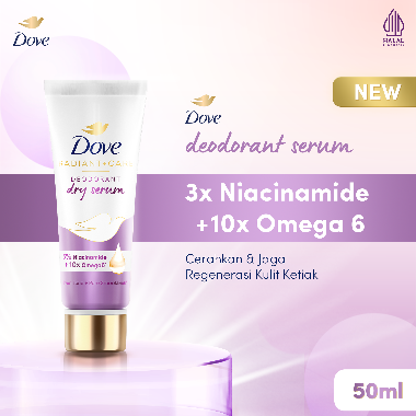 Dove Deodorant Dry Serum 3% Niacinamide & 10x Omega 6, Cerahkan dan Haluskan Kulit Ketiak 50ml -