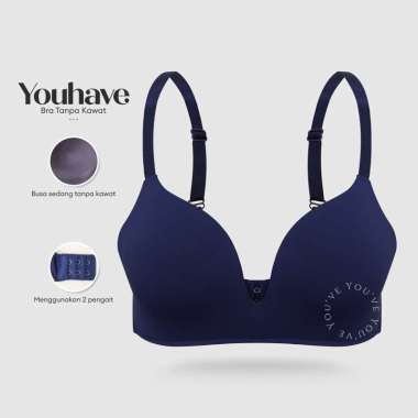 You've ( You Have ) BH Bra Tanpa Kawat Wanita Premium Satin Seamless Busa Tipis 100089 Black 34