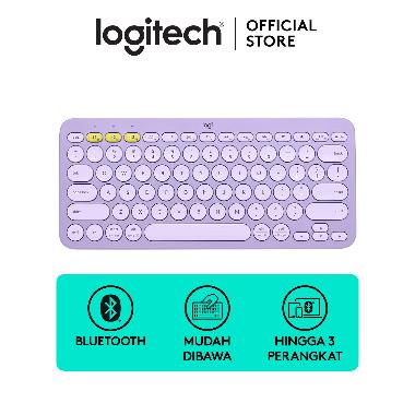 Logitech K380 Keyboard Wireless Bluetooth Multi-Device untuk Windows, Mac, Chrome OS, Android, iOS, Apple, iPad, iPhone Lavender Lemonade