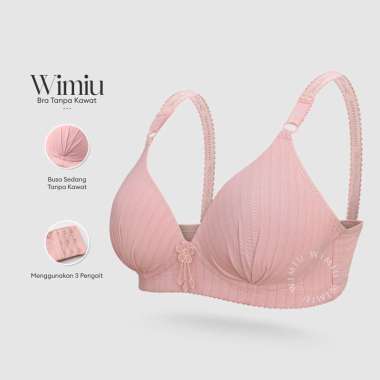 Wimiu BH Wanita Bra Wanita Busa Tipis Tanpa Kawat Katun Jepang Seksi Cup B C Kait 3 100092 Black 42