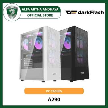 darkFlash A290 ATX PC Casing [WITH 3 RGB FAN] Putih
