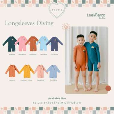 Soleil Unisex Long Sleeves Diving, Baju Renang Anak 3-4Y Pink Beach