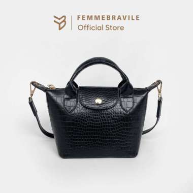Femmebravile Sling Bag Tas Selempang Wanita Fashion Women Shoulder bag Jennie Croco Bag Black