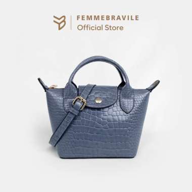 Femmebravile Sling Bag Tas Selempang Wanita Fashion Women Shoulder bag Jennie Croco Bag Grey