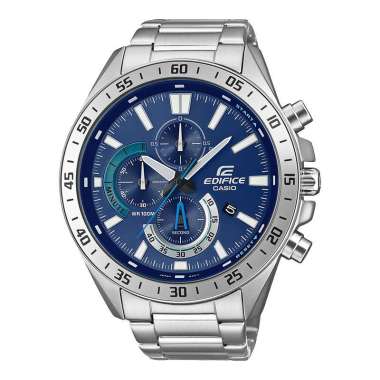 Jam Tangan Pria Casio Edifice EFV-620D-2AVUDF Chronograph Blue Dial Stainless Steel Band Silver