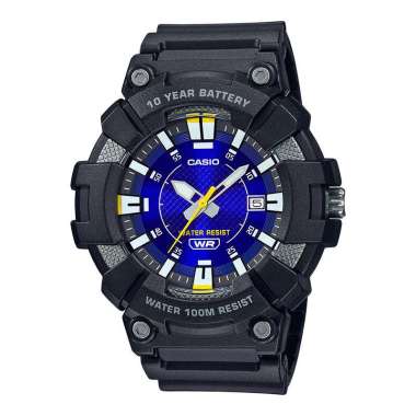 Jam Tangan Pria Casio General MW-610H-2AVDF Blue Dial Black Resin Band Hitam