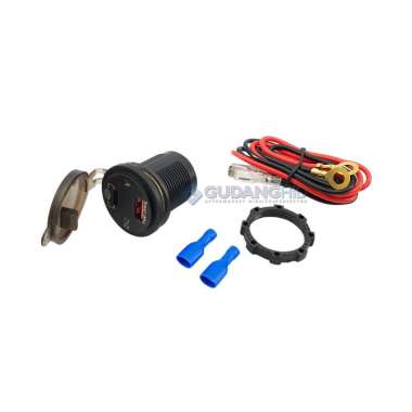 Fast Charger HP Motor Mobil QC3.0 Quick Charging Casan HP Voltmeter Cek Aki Biru