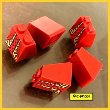 LEGO PARTS 6097278 Leg Dark Red - Printed Roof Tile 2x2x2 65 No.48 with Bottom Tube with Minifigure 