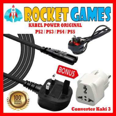 Kabel Power PLAYSTATION Original Mesin / PS2 / PS3 / KABEL POWER PS4 / KABEL POWER PS5 TANPA STEKER