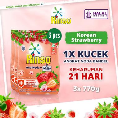 Promo Harga Rinso Anti Noda Deterjen Bubuk + Molto Korean Strawberry 700 gr - Blibli