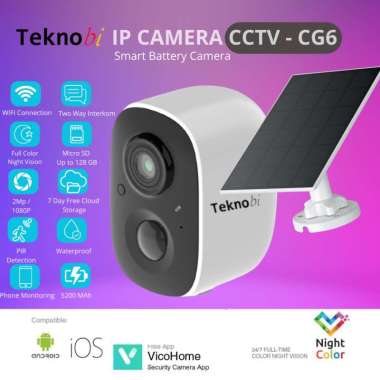 IP Camera CCTV Solar Portable Baterai Teknobi CG6 Waterproof Wireless Kamera + solar