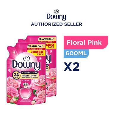 Downy Floral Pink Softener Pewangi dan Pelembut Pakaian Konsentrat [600 mL] isi 2 Pcs -