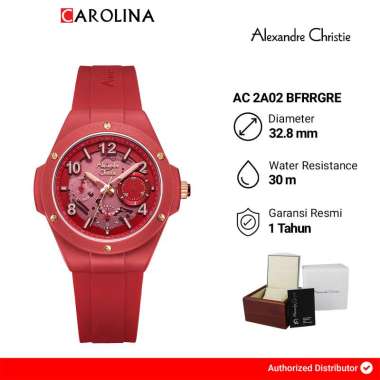 Jam Tangan Wanita Alexandre Christie AC 2A02 BFRRGRE Transparency Dial Red Rubber Strap