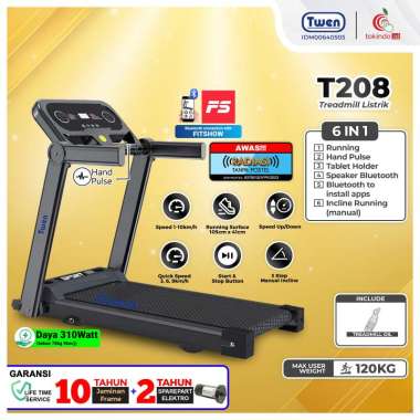Twen T205 T208 Treadmill Elektrik / Treadmill Portable / Treadmill Electric Low Watt / Alat Olahraga