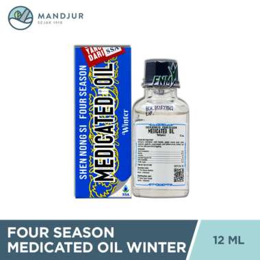 Four Season Medicated Oil Winter 12 mL - Minyak angin Pereda Sakit Kepala, Masuk Angin, dan Mual Mab