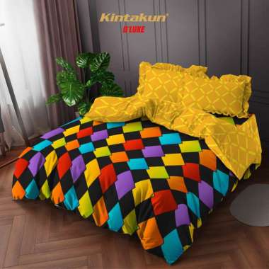 Kintakun Bedcover Set Rumbai 160x200 Motif Minimalis Aesthetic Dluxe Microtex 39cm Raduga
