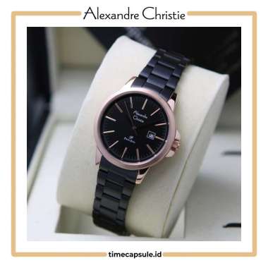Jam Tangan Wanita ALEXANDRE CHRISTIE Original AC 1008 LD Garansi Resmi 1 Tahun BLACK ROSEGOLD