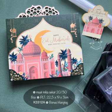 (10set) Kotak Eid Mubarak K3312 Idul Fitri dus+ Mika Sekat SET Lengkap | K33 K3312A-30HITAM