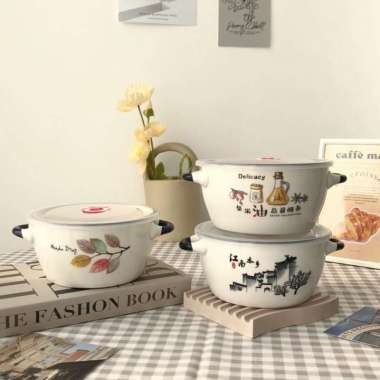 Mangkok Mangkuk Keramik Kuping Dua Lucu Ada Tutup