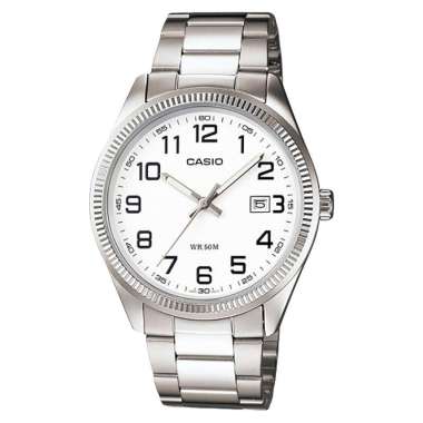 Jam Tangan Pria Casio General MTP-1302D-7BVDF White Dial Stainless Steel Band SILVER