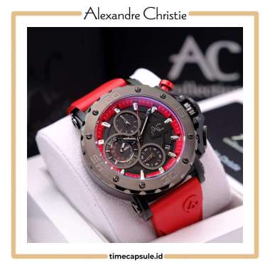Jam Tangan Pria ALEXANDRE CHRISTIE Original AC 9205 MC Garansi Resmi 1 Tahun RUBBER RED