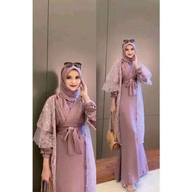 Dress Muslim Wanita Kimono Dress Gamis Nude L
