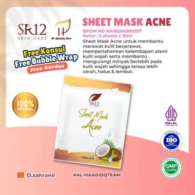 SR12 SHEET MASK ACNE MASKER WAJAH MENGHILANGKAN JERAWAT AMAN BPOM HALAL