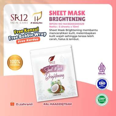 SR12 SHEET MASK BRIGHTENING MASKER WAJAH MENCERAHKAN WAJAH BPOM AMAN