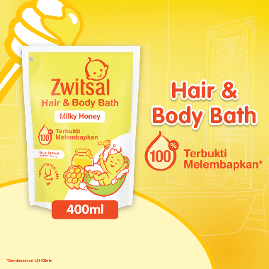 Zwitsal Baby Bath Hair and Body Milky Honey 400ml -