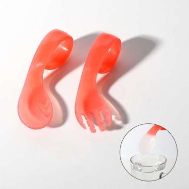 ONE-C706 Sendok Garpu Makan Bayi Sensor Suhu Panas / Sendok Makan Bayi Sensor Panas / Alat Makan Set