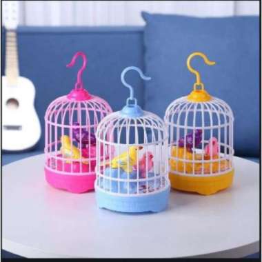 Mainan sangkar burung bunyi lampu DUS mainan burung hewan berkicau