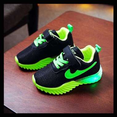 ZH-SS069 Led Unisex Air New Nikei Rubber Import Sepatu Anak 28 Green