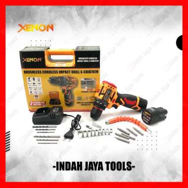 XENON CDID707N Cordless Bor Beton 16.8V Baterai Impact Drill Besi Kayu Brushless Screwdriver CDID707