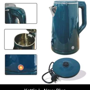 teko kettle electric teko listrik 2liter teko hotel teko stainless steel teko navy + BB