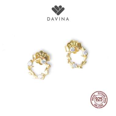 DAVINA Ladies Misca Earrings Gold Plated Sterling Silver 925 - Anting Wanita Perak S925 Daun Gold