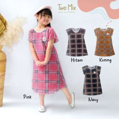 TWO MIX - Dress Anak Cewek Naik Turun - Baju Anak Perempuan Viral Naik Turun 1-12 Tahun 4318 7 Hitam