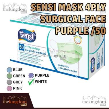 Masker SENSI Earloop Bedah Medis 4 ply Surgical Face Mask 50 pcs White